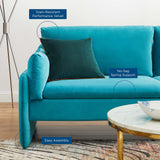 Indicate Performance Velvet Sofa Blue EEI-5150-BLU