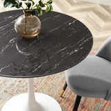 Lippa 36" Artificial Marble Dining Table White Black EEI-5168-WHI-BLK