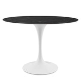 Lippa 42" Oval Artificial Marble Dining Table White Black EEI-5169-WHI-BLK