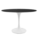 Modway Furniture Lippa 48" Oval Artificial Marble Dining Table White Black EEI-5170-WHI-BLK