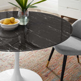 Lippa 47" Artificial Marble Dining Table White Black EEI-5182-WHI-BLK