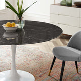 Lippa 54" Artificial Marble Dining Table White Black EEI-5183-WHI-BLK