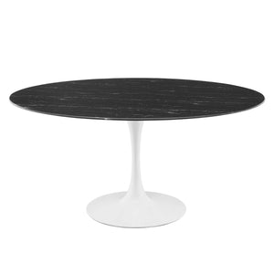 Modway Furniture Lippa 60" Artificial Marble Dining Table XRXT White Black EEI-5184-WHI-BLK