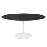 Modway Furniture Lippa 60" Artificial Marble Dining Table XRXT White Black EEI-5184-WHI-BLK