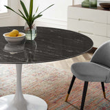 Lippa 60" Artificial Marble Dining Table White Black EEI-5184-WHI-BLK