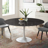 Modway Furniture Lippa 60" Artificial Marble Dining Table XRXT White Black EEI-5184-WHI-BLK