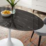 Lippa 60" Artificial Marble Dining Table White Black EEI-5186-WHI-BLK