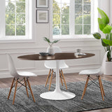 Modway Furniture Lippa 60" Oval Dining Table White Cherry Walnut EEI-5194-WHI-CHE