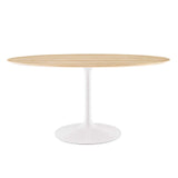 Modway Furniture Lippa 60" Oval Dining Table White Natural EEI-5195-WHI-NAT