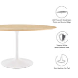 Modway Furniture Lippa 60" Oval Dining Table White Natural EEI-5195-WHI-NAT