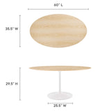 Modway Furniture Lippa 60" Oval Dining Table White Natural EEI-5195-WHI-NAT