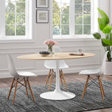 Modway Furniture Lippa 60" Oval Dining Table White Natural EEI-5195-WHI-NAT