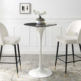 Modway Furniture Lippa 28" Artificial Marble Bar Table White Black EEI-5203-WHI-BLK