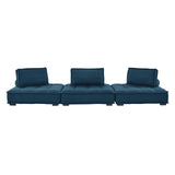 Saunter Tufted Fabric Fabric 3-Piece Sofa Azure EEI-5206-AZU