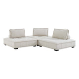 Saunter Tufted Fabric Fabric 3-Piece Sofa Beige EEI-5206-BEI