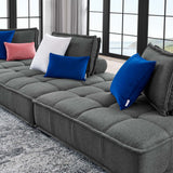 Saunter Tufted Fabric Fabric 3-Piece Sofa Gray EEI-5206-GRY