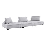 Saunter Tufted Fabric Fabric 3-Piece Sofa Light Gray EEI-5206-LGR