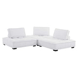 Saunter Tufted Fabric Fabric 3-Piece Sofa White EEI-5206-WHI