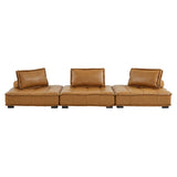 Saunter Tufted Vegan Leather Vegan Leather 3-Piece Sofa Tan EEI-5207-TAN