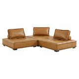 Saunter Tufted Vegan Leather Vegan Leather 3-Piece Sofa Tan EEI-5207-TAN