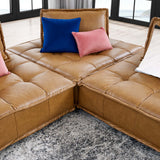 Saunter Tufted Vegan Leather Vegan Leather 3-Piece Sofa Tan EEI-5207-TAN