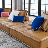 Saunter Tufted Vegan Leather Vegan Leather 3-Piece Sofa Tan EEI-5207-TAN