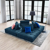 Saunter Tufted Fabric Fabric 4-Piece Sectional Sofa Azure EEI-5208-AZU