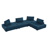 Saunter Tufted Fabric Fabric 4-Piece Sectional Sofa Azure EEI-5208-AZU