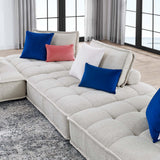 Saunter Tufted Fabric Fabric 4-Piece Sectional Sofa Beige EEI-5208-BEI