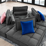 Saunter Tufted Fabric Fabric 4-Piece Sectional Sofa Gray EEI-5208-GRY