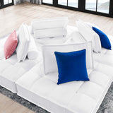 Saunter Tufted Fabric Fabric 4-Piece Sectional Sofa White EEI-5208-WHI