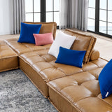 Saunter Tufted Vegan Leather Vegan Leather 4-Piece Sectional Sofa Tan EEI-5209-TAN