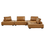 Saunter Tufted Vegan Leather Vegan Leather 4-Piece Sectional Sofa Tan EEI-5209-TAN