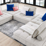 Saunter Tufted Fabric Fabric 5-Piece Sectional Sofa Beige EEI-5210-BEI
