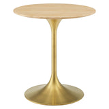 Lippa 28" Wood Dining Table Gold Natural EEI-5213-GLD-NAT