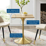 Lippa 24" Square Wood Dining Table Gold Natural EEI-5219-GLD-NAT