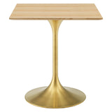 Lippa 28" Square Wood Dining Table Gold Natural EEI-5221-GLD-NAT