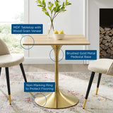 Lippa 28" Square Wood Dining Table Gold Natural EEI-5221-GLD-NAT
