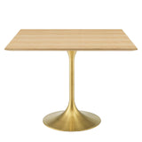 Lippa 36" Square Wood Dining Table Gold Natural EEI-5223-GLD-NAT