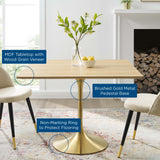 Lippa 36" Square Wood Dining Table Gold Natural EEI-5223-GLD-NAT
