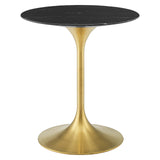 Lippa 28" Artificial Marble Dining Table Gold Black EEI-5224-GLD-BLK