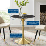 Lippa 28" Artificial Marble Dining Table Gold Black EEI-5224-GLD-BLK