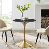 Lippa 28" Artificial Marble Dining Table Gold Black EEI-5224-GLD-BLK