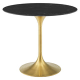 Lippa 36" Artificial Marble Dining Table Gold Black EEI-5225-GLD-BLK