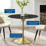 Lippa 36" Artificial Marble Dining Table Gold Black EEI-5225-GLD-BLK