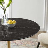 Lippa 36" Artificial Marble Dining Table Gold Black EEI-5225-GLD-BLK