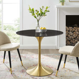 Lippa 36" Artificial Marble Dining Table Gold Black EEI-5225-GLD-BLK