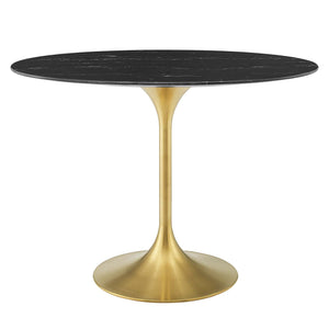 Lippa 42"  Oval Artificial Marble Dining Table Gold Black EEI-5226-GLD-BLK