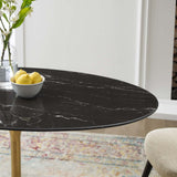 Lippa 48"  Oval Artificial Marble Dining Table Gold Black EEI-5227-GLD-BLK