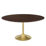 Modway Furniture Lippa 60" Wood Dining Table Gold Cherry Walnut EEI-5232-GLD-CHE